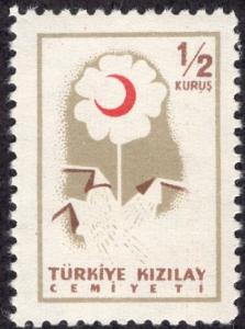 Turkey RA207 - Mint-NH - 0.50k Flower / Red Crescent (1957) (cv $0.60)