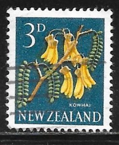 New Zealand 337: 3p Kowhai flower, used, F-VF