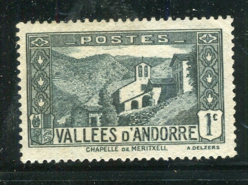 FRENCH ANDORRA; 1932 early Pictorial issue fine Mint hinged 1c. value