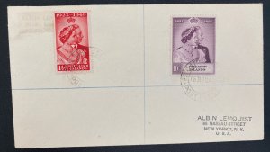 1949 Castries Pitcairn Island First Day Cover To New York USA Silver Wedding