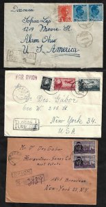 ROMANIA 1930s THREE REGISTERED AIR MAIL COVERS ALL TO US