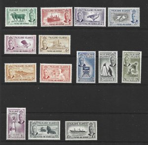 FALKLAND ISLANDS - 1952 KING GEORGE VI PICTORIALS - SCOTT 107 TO 120 - MNH