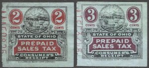 US OHIO Prepaid Sales Tax Revenues, 2c & 3c Used F-VF