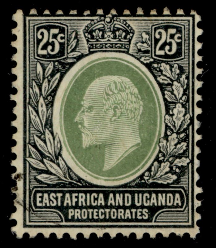 EAST AFRICA and UGANDA EDVII SG40, 25c grey-green and black, FINE USED.
