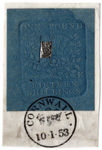 (I.B) QV Revenue : Impressed Duty £1 15/- (Cornwall 1853)