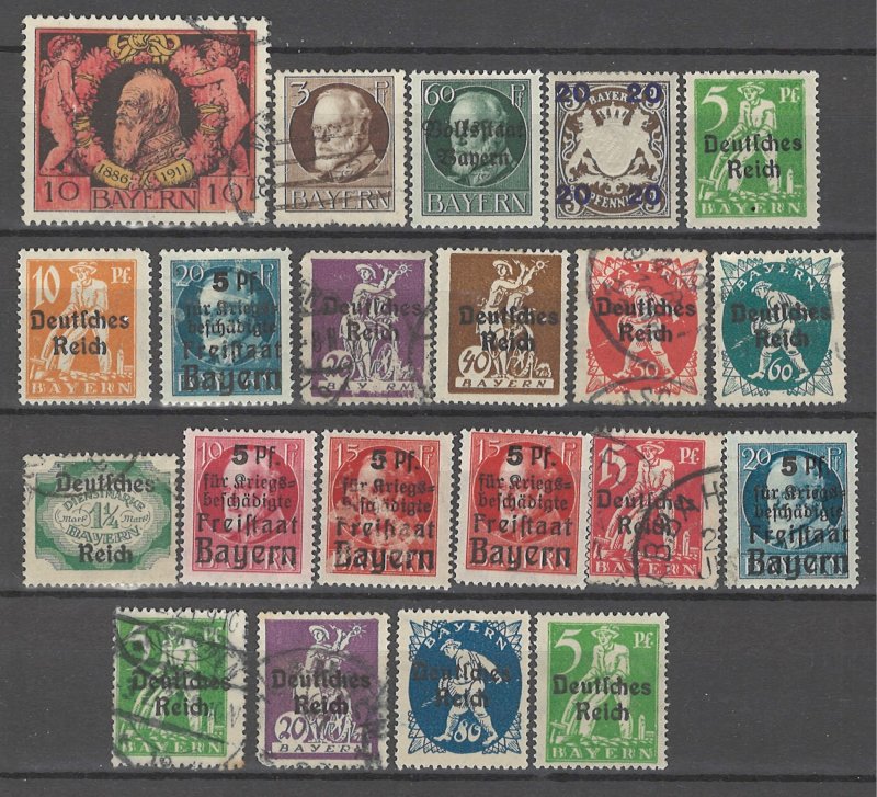 COLLECTION LOT # 4527 BAVARIA 21 STAMPS 1911+ CV+$17 CLEARANCE