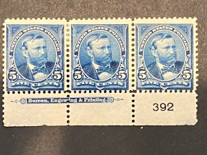 US Stamps-SC# 281 - MOG - Plate Strip Of 3 - SCV = $135.00 