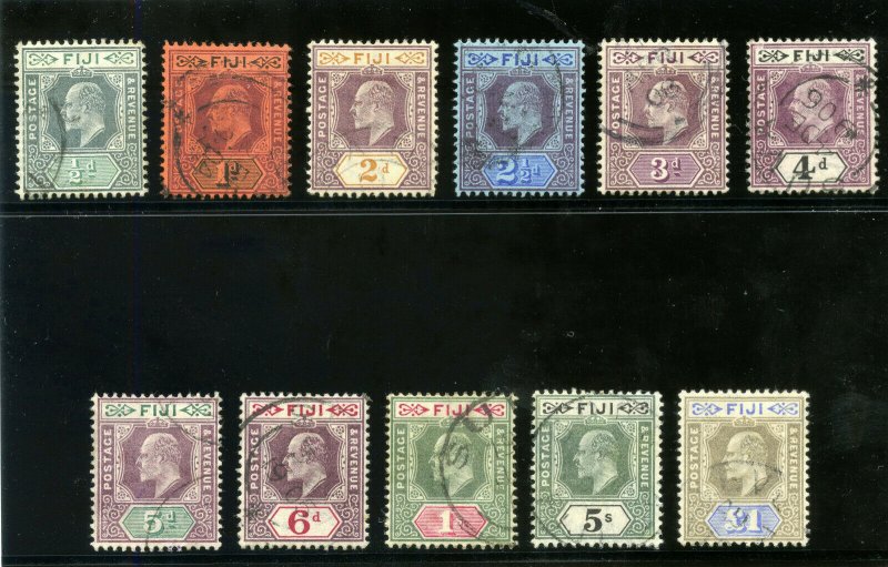 Fiji 1903 KEVII set complete very fine used. SG 104-114. Sc 59-69.