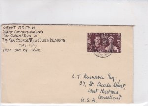 british 1937 first day of issue stamps cover ref 19427