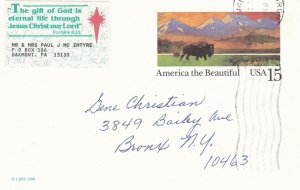 U.S. The Gift Of God Slogan 1988 Buffalo Illust. Post Card to Bronx,NY Ref 44624