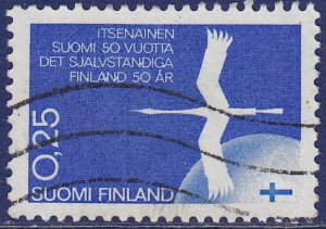 Finland - 1967 - Scott #451 - used - Bird Swan