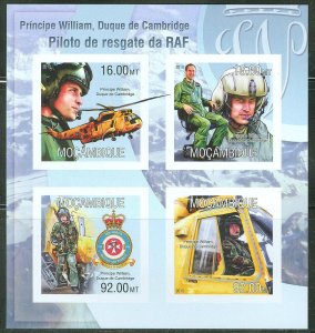 MOZAMBIQUE 2013 PRINCE WILLIAM DUKE OF CAMBRIDGE RAF PILOT  SHEET NH  IMPERF