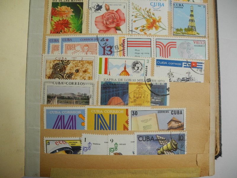 CUBA, old time accumulation of 3000+ Stamps in a battered stock book