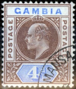 Gambia 1902 4d Brown & Ultramarine SG50 Superb Used MANSA KONKO CDS