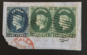 Ceylon, Sc.# 46, #47 x2 on piece, used