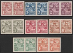 NATAL 1925 Entertainment Tax 1d-6d, 9d & 1/-, Revenues, IMPERF proof pairs. Rare