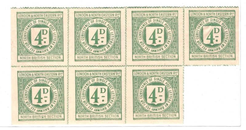GB Scotland L&NER(NB) RAILWAY Letter Stamp BLOCK{7} 4d NORTH BRITISH Mint RS37