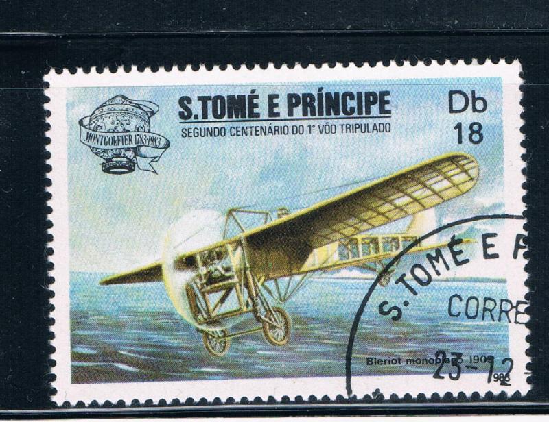 Saint Thomas and Prince Is 702a Used Bleriot monoplane (GI0433)+