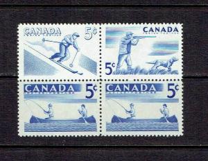 CANADA - 1957 RECREATION SPORTS IDENTICAL PAIR - CANOEING - 365i - MNH