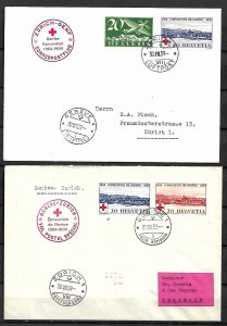 SWITZERLAND STAMPS, 1939 RED CROSS 2 COVERS