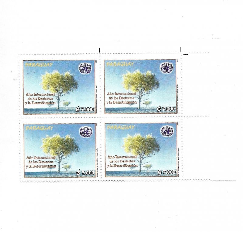 PARAGUAY 2007 DESERTS AND DESERTIFICATION TREES ENVIRONMENT CARE BLOCK MINT NH
