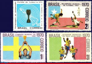 1166-69 BRAZIL 1970 WORLD CUP CHAMPIONSHIP, SOCCER FOOTBALL, MI#1260 1262-64 MNH