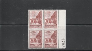 Denmark  Scott#  402  MNH Plate Block of 4  (1962 Old Mill)