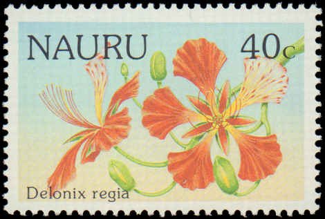 Nauru #325-328, Complete Set(4), 1986, Flowers, Never Hinged