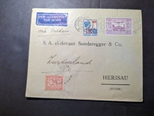 1931 Dutch East Indies Airmail Cover Soerabaja to Herisau Switzerland