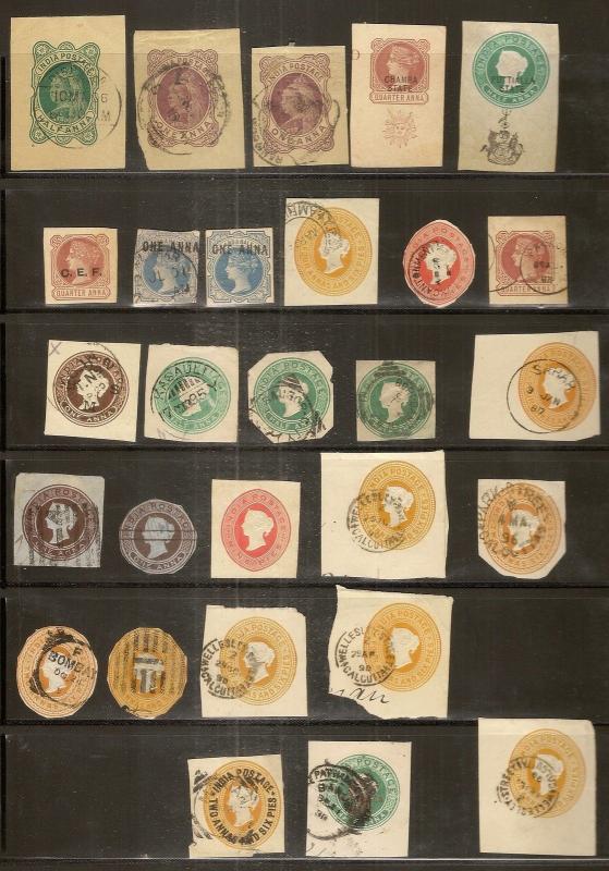 India QV Collection of Postal Stationery Cutouts (57)