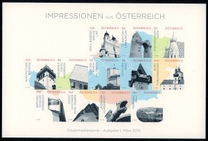 Austria 2015  Scott #2540-51 imperf sheet MNH (U.S. only)