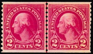 U.S. Scott # 599 LP, 2¢, 1923, PSE Cert., XF 90, M, OGnh, Coil Joint Line Pair