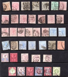 UK GB 1865-1887 COLLECTION OF 40 WITH DIFFERENT PLATES AND WMKS