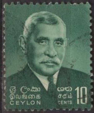 Ceylon 390 (used) 10c D. S. Senanayake, brt grn (1966)