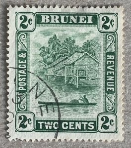 Brunei 1933 2c green,  used.  Scott 45,  CV $1.25.   SG 62