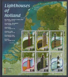 XG-O020 GAMBIA IND - Lighthouses, 2002 Of Holland MNH Sheet