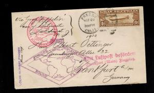 1930 Fresno USA Graf Zeppelin cover Around the World to Frankfurt Germany # C14