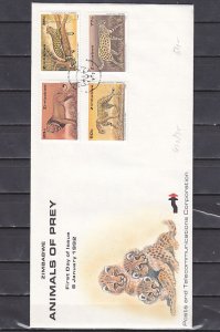 Zimbabwe, Scott cat. 654-657. Jungle-Wild Cats issue. First day cover.