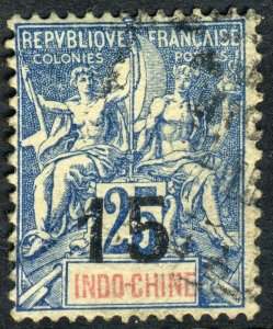 Indochina 1892 French Colony 15¢/25¢ Blue Peace & Commerce Sc #23 VFU N941 ⭐⭐