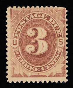 VERY AFFORDABLE GENUINE SCOTT #J3 MINT OG NH 1879 BROWN ABNC POSTAGE DUE #19441