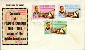 Philippines 1968 FDC - Centennial of Felipe G. Calderon - F10983