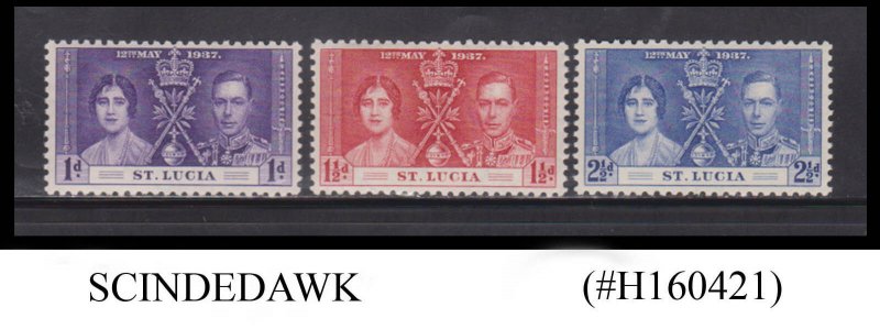 ST. LUCIA  - 1937 KGVI CORONATION - 3V - MINT NH