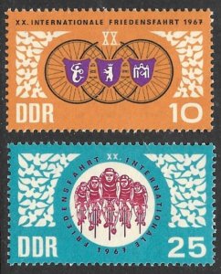 EAST GERMANY DDR 1967 International Bicycle Peace Race Set Sc 921-922 MNH