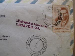 1960 Brazil To USA Airmail Cover - Misdirected With Mission Letter (XX42)