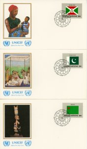 UNITED NATIONS #425-440 Flags FDC First Day Issue UNICEF Cover Collection 1984