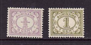 Surinam-Sc#74-75-unused no gum as issued numerals of value-1913-31-