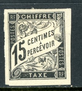 France 1884 Colony General Issues Postage Due 15¢ Black Imperf Sc #J7 Mint L39