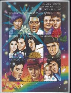 ELVIS PRESLEY #1604 Sheet of 9 MNH - Gambia E41