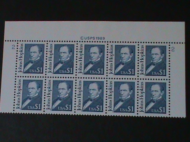 ​UNITED STATES-1989-SC#2194-JOHN HOPKINS-IMPRINT PLATE BLOCK OF10 MNH-VF