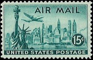 U.S. Scott # C35  1947 15c bl grn  Statue of Liberty  mint-nh- vf